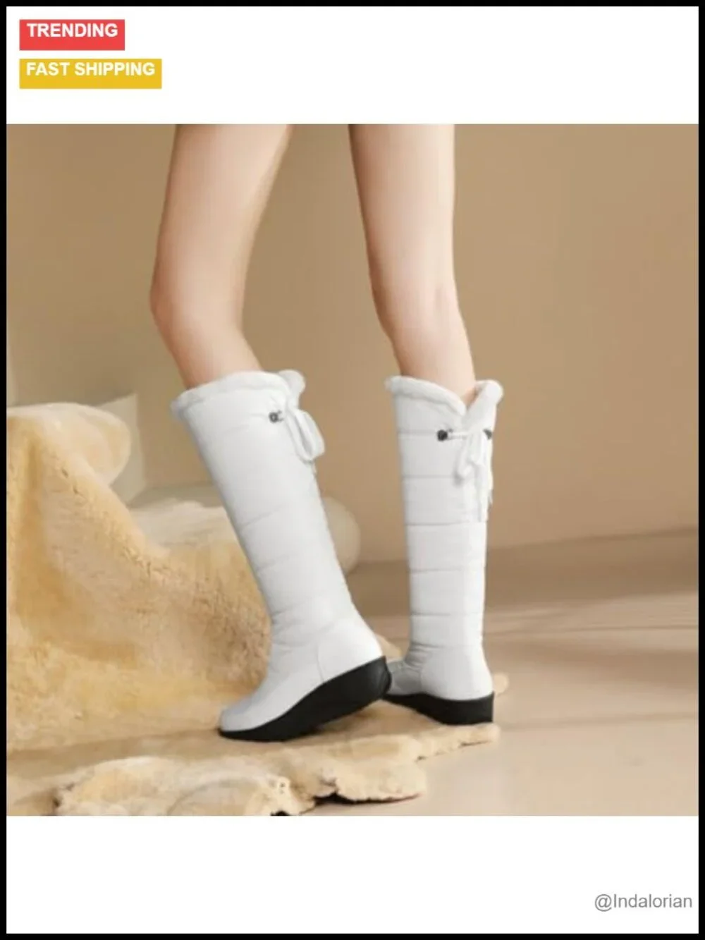 Over-the-Knee Waterproof Winter Snow Boots Back Lace-Up Velvet Warm